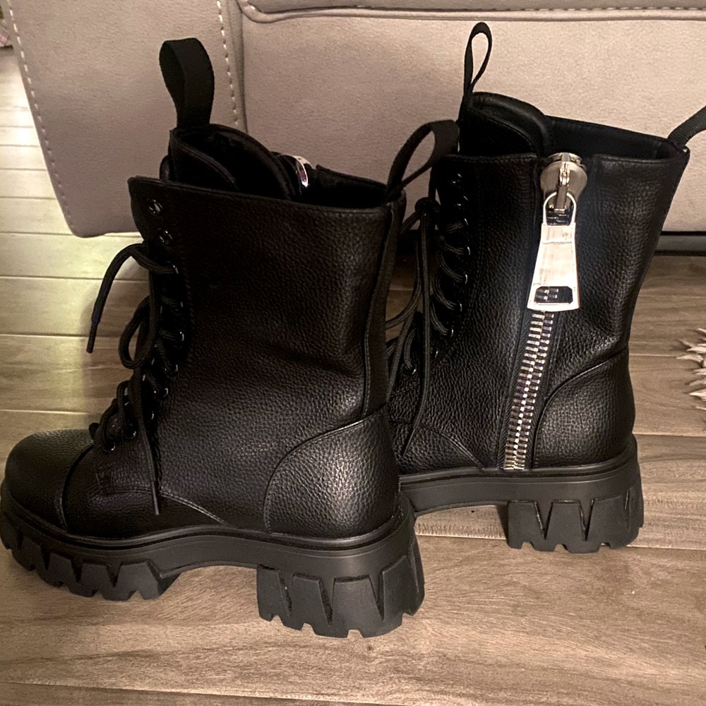 Brand new beautiful, vegan leather combat boots